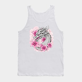 Abstract Dragon with Flowers Tank Top